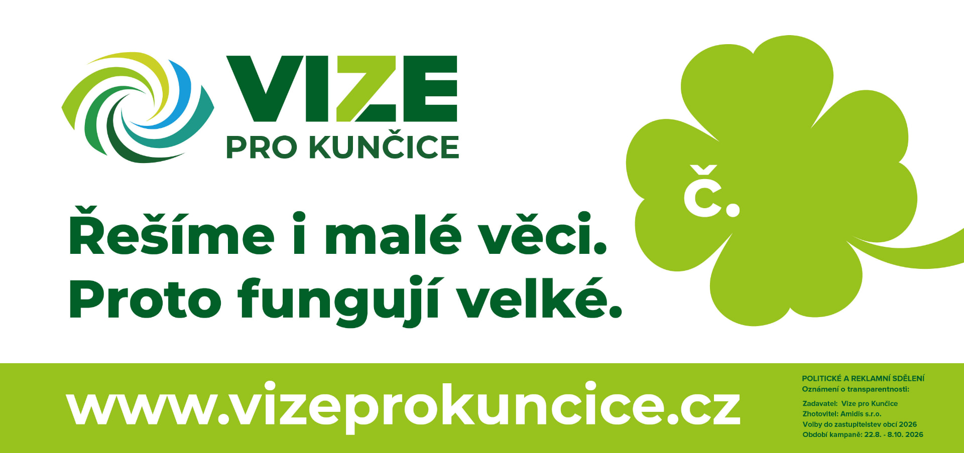 Banner Vize pro Kunčice — Řešíme i malé věci. Proto fungují velké.