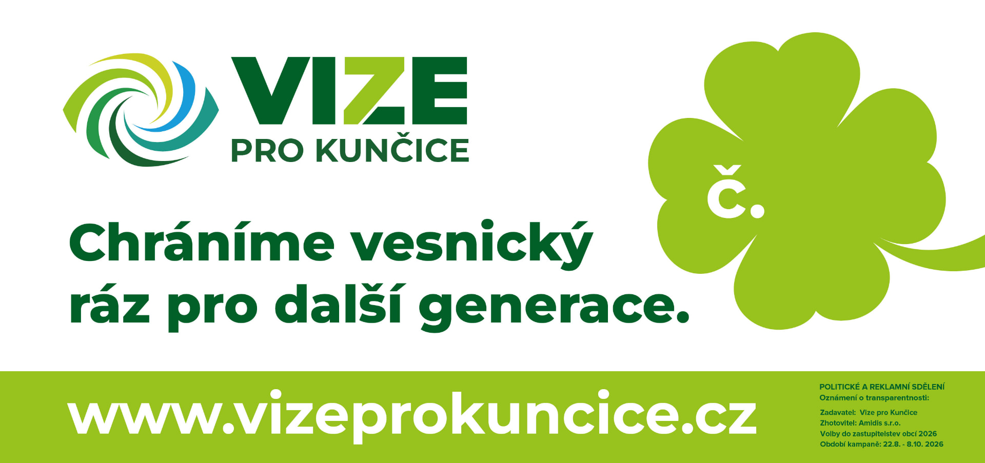 Banner Vize pro Kunčice — Chráníme vesnický ráz pro další generace.